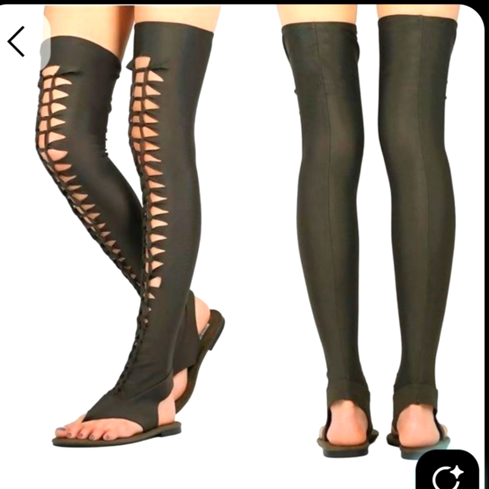 CAPE ROBBIN THIGH HIGH FLAT SANDALS